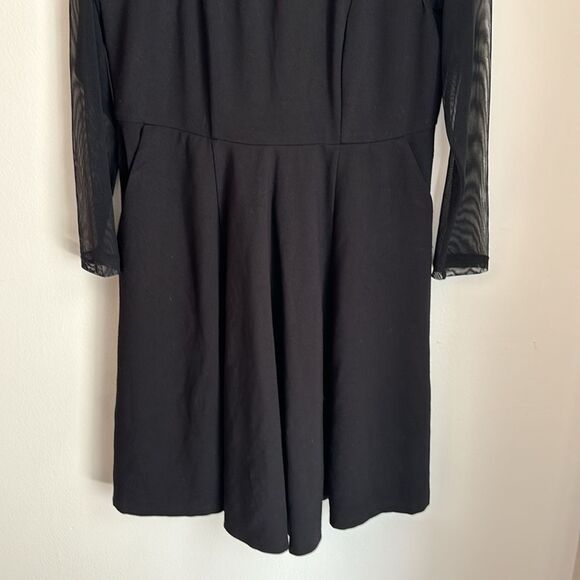 Torrid Women’s black sheer mesh top sweetheart long sleeve pocket dress size 10 - Picture 3 of 12